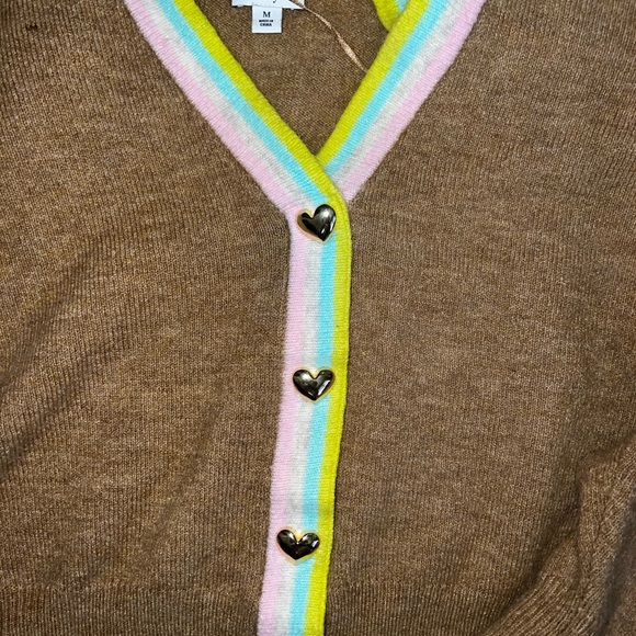 Brown fuzzy stripped multi colored Crown & Ivy sweater Size Medium - Picture 4 of 5